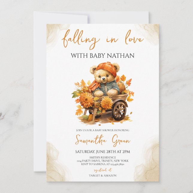 Falling in Love Bear Baby Shower Invitation (Front)