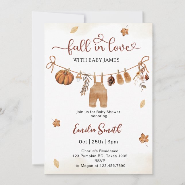 Falling In Love Boy Baby Clothes  Baby Shower Invitation (Front)