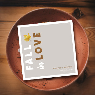 Falling in Love: Custom Script Fall Wedding Napkin