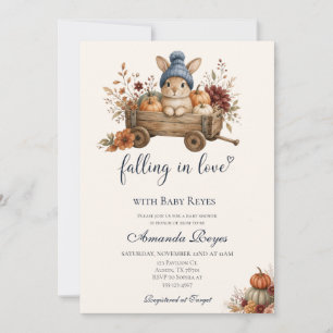 Falling in Love Fall Bunny Baby Shower Invitation