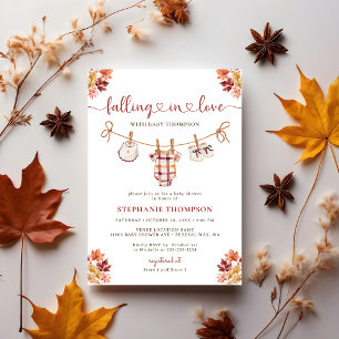 Falling in Love Fall Clothesline Baby Shower Invitation