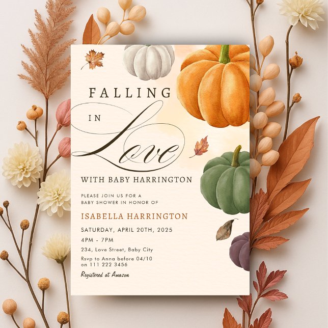 Falling in Love Fall Pumpkin Baby Shower Invitation (Falling in Love Fall Pumpkin Baby Shower Invitation)