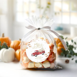 Falling In Love Fall Red Vintage Truck Favour Classic Round Sticker