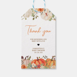 Falling In Love Floral Pumpkin Favour Tags