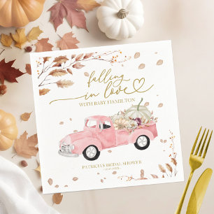 Falling In Love Girl Fall Baby Shower Napkin