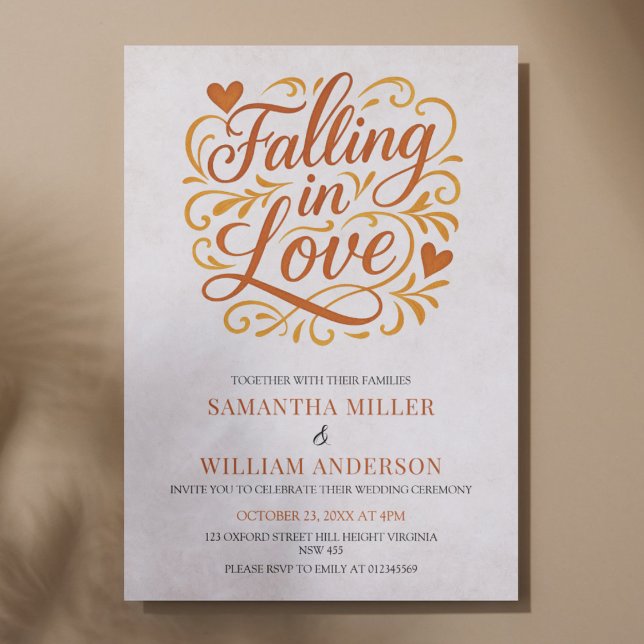 Falling in Love Modern Autumn Wedding  Invitation (Creator Uploaded)