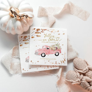Falling In Love Pink Truck Fall Girl Baby Shower Napkin