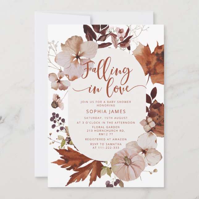 Falling in Love pumpkin baby shower Invitation (Front)