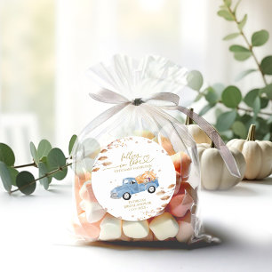 Falling In Love Pumpkin Fall Baby Shower Classic Round Sticker