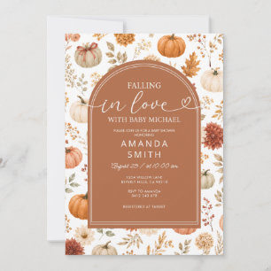 Falling in Love Pumpkin Pattern Baby Shower Invitation