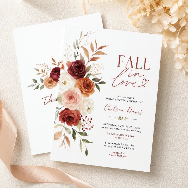 Falling In Love Rustic Floral Burgundy Custom Invitation (Falling In Love Rustic Floral Burgundy Custom Invitation)