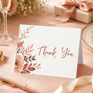 Falling In Love Rustic Floral Burgundy Custom Thank You Card