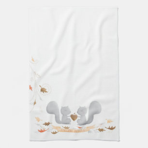 Falling in Love Squirrel kitchen towel