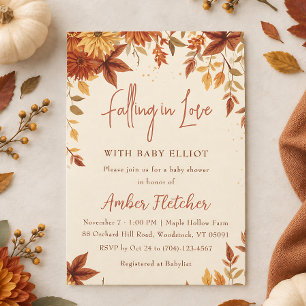 Falling in Love Sunflower Rust Autumn Baby Shower Invitation