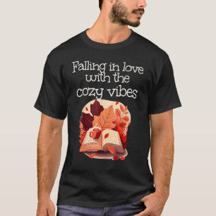 Falling in love with Autumn Books and red Leaves T-Shirt