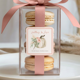 Falling In Love With Baby Fall Pink Baby Shower  Square Sticker