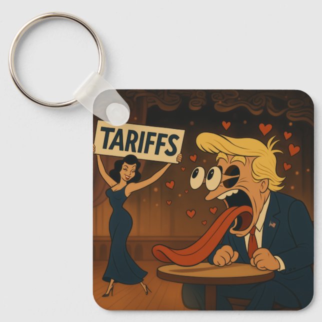 Falling in love with Tariffs Key Ring (Front)