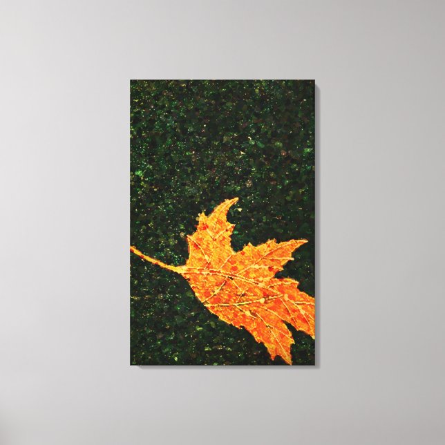 Falling Leaf Oil Painting Wrapped Canvas Print (Front)