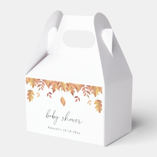 Falling leaves autumn baby shower favour box (Front Side)