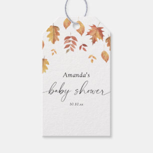 Falling leaves autumn baby shower gift tags