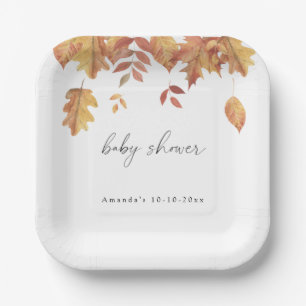 Falling leaves autumn baby shower paper plate