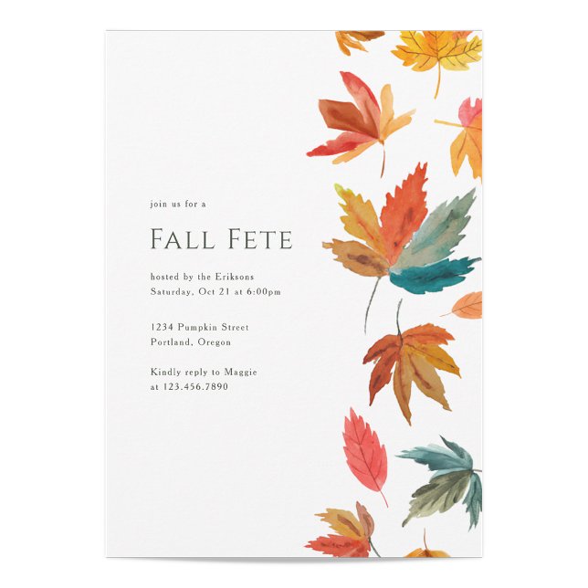 Falling Leaves Autumn Party Invitation (Creator Uploaded)