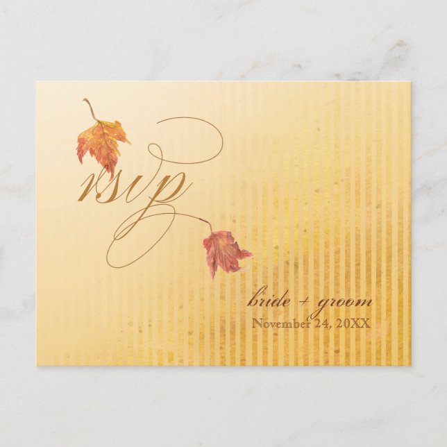 Falling Leaves - Autumn  RSVP Response Postcards (Front)