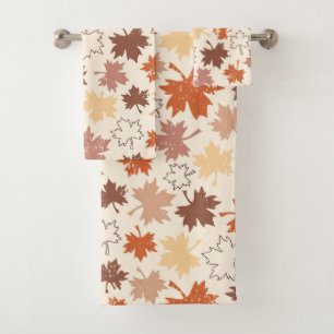 Falling leaves autumn thanksgiving design bath towel set