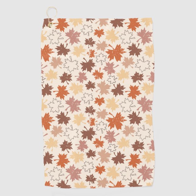 Falling leaves autumn thanksgiving design golf towel (Front)
