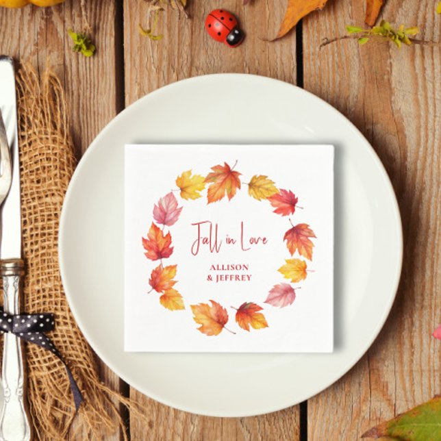 Falling Leaves Autumn Wedding Fall in Love Napkin (Creator Uploaded)