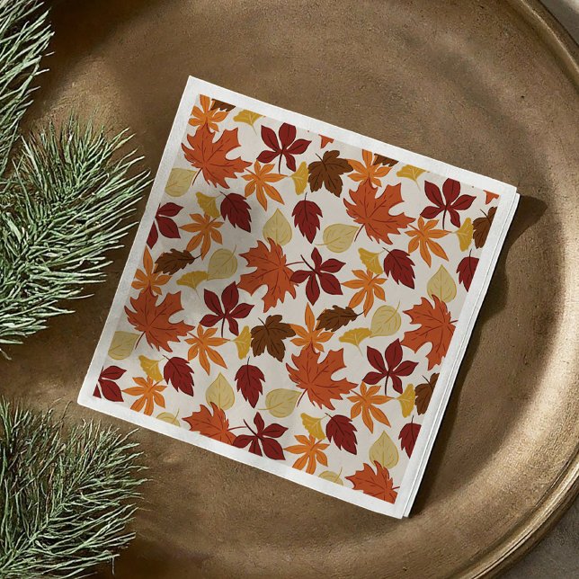 Falling Leaves Autumnal Thanksgiving Napkin (Falling Leaves Autumnal Thanksgiving Napkins)