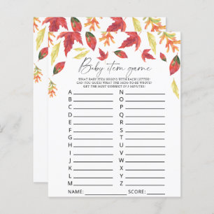 Falling leaves - Baby Item Game. Baby Shower Game