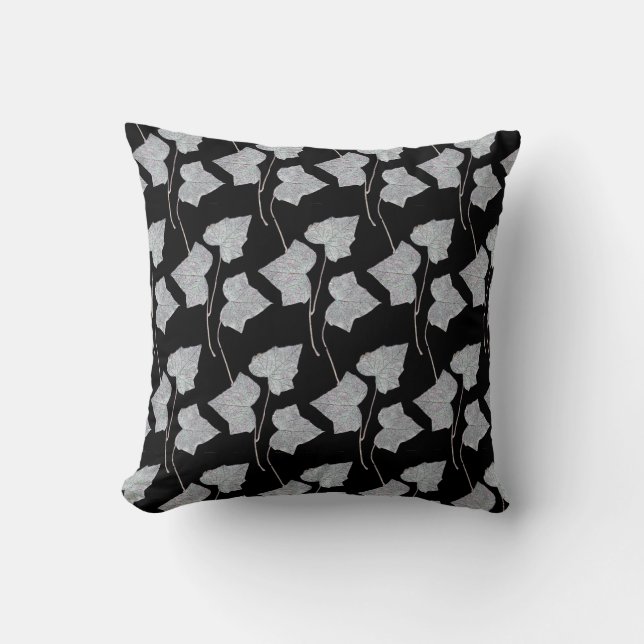 Falling Leaves  Black  Cushion (Front)
