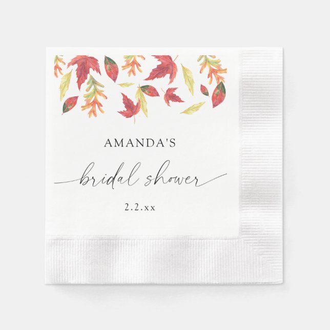 Falling leaves bridal shower napkin (Front)