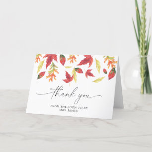 Falling leaves bridal shower thank you card