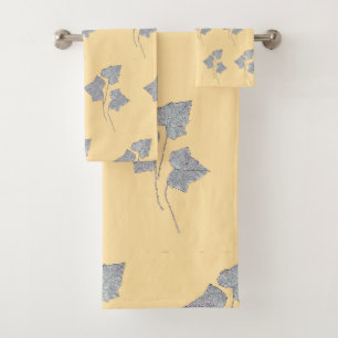 Falling Leaves Cream Bath Towel Set