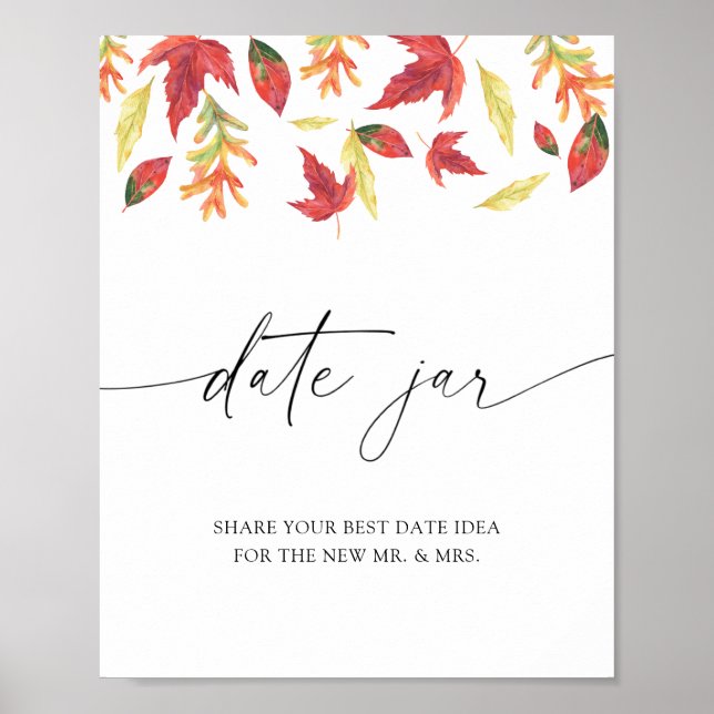 Falling leaves - date night ideas. Date jar bridal Poster (Front)