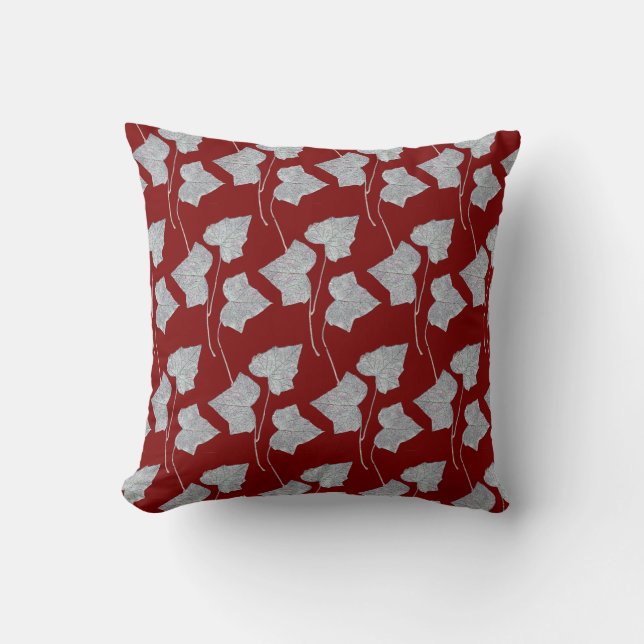 Falling Leaves Dk Red  Cushion (Front)