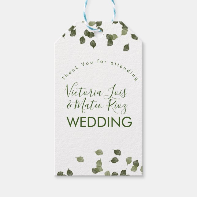 Falling Leaves Fall Autumn Greenery Thank You    Gift Tags (Front)