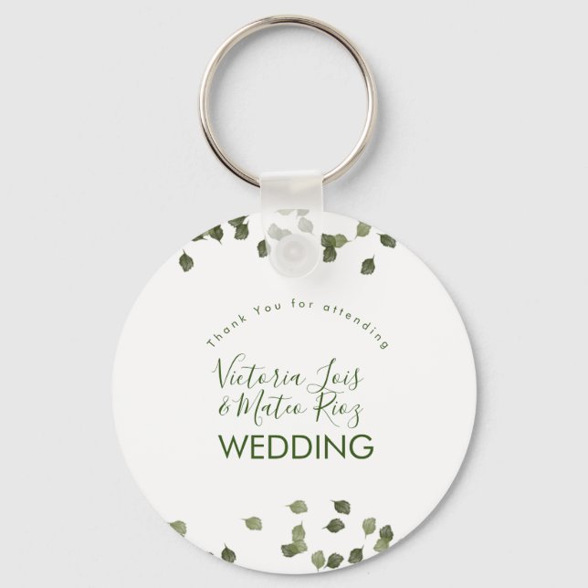 Falling Leaves Fall Autumn Greenery Thank You    Key Ring (Front)