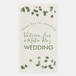 Falling Leaves Fall Autumn Greenery Thank You Napkin