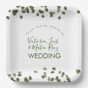 Falling Leaves Fall Autumn Greenery Thank You   Paper Plate