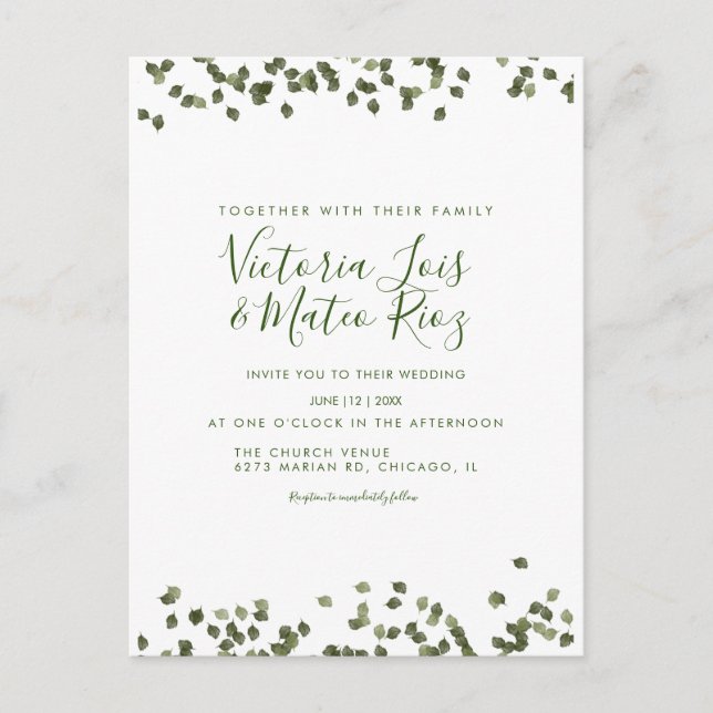 Falling Leaves Fall Autumn Rustic Wedding   Postcard (Front)