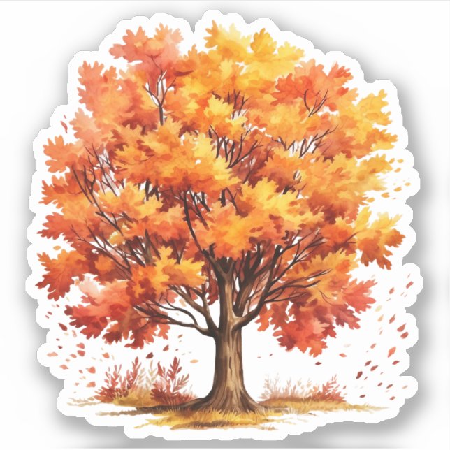 Falling Leaves Fall Tree Sticker (Front)