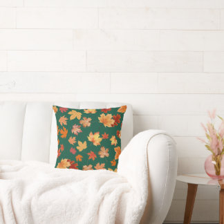 Falling leaves Green Cushion
