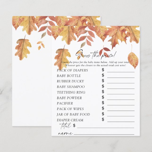 Falling leaves - Guess the price Game (Front/Back)