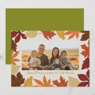 Falling Leaves Happy Thanksgiving Photo Holiday Card