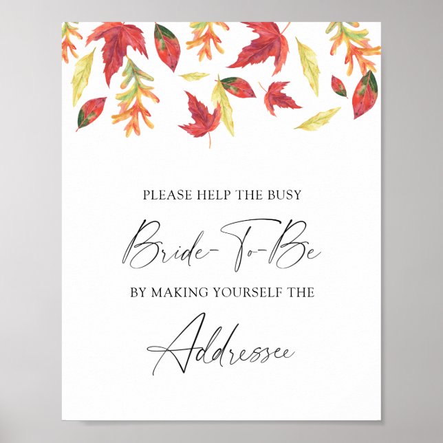 Falling leaves - help the busy bride Address  Poster (Front)
