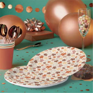 Falling leaves in natural earth autumn design paper plate