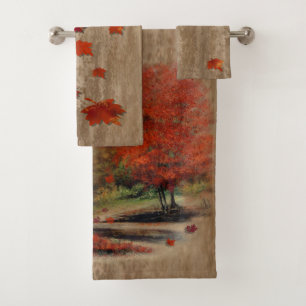Falling Leaves Landscape Bath Towel Set